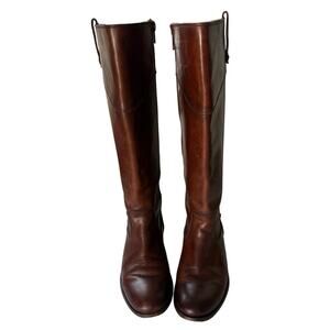 Frye Melissa Leather Extended Calf Zip Up Riding Boots 8 1/2B